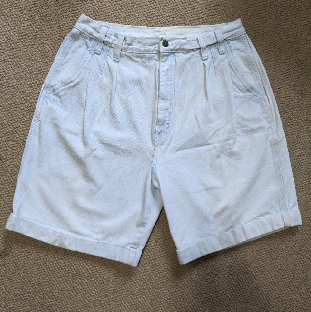 Vintage bareback pleated denim shorts